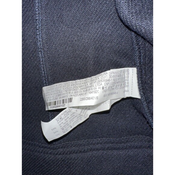 ZARA WOMAN  WOOL BLEND CROPPED COAT JACKET GOLD BUTTON Navy size Small - Picture 7 of 13